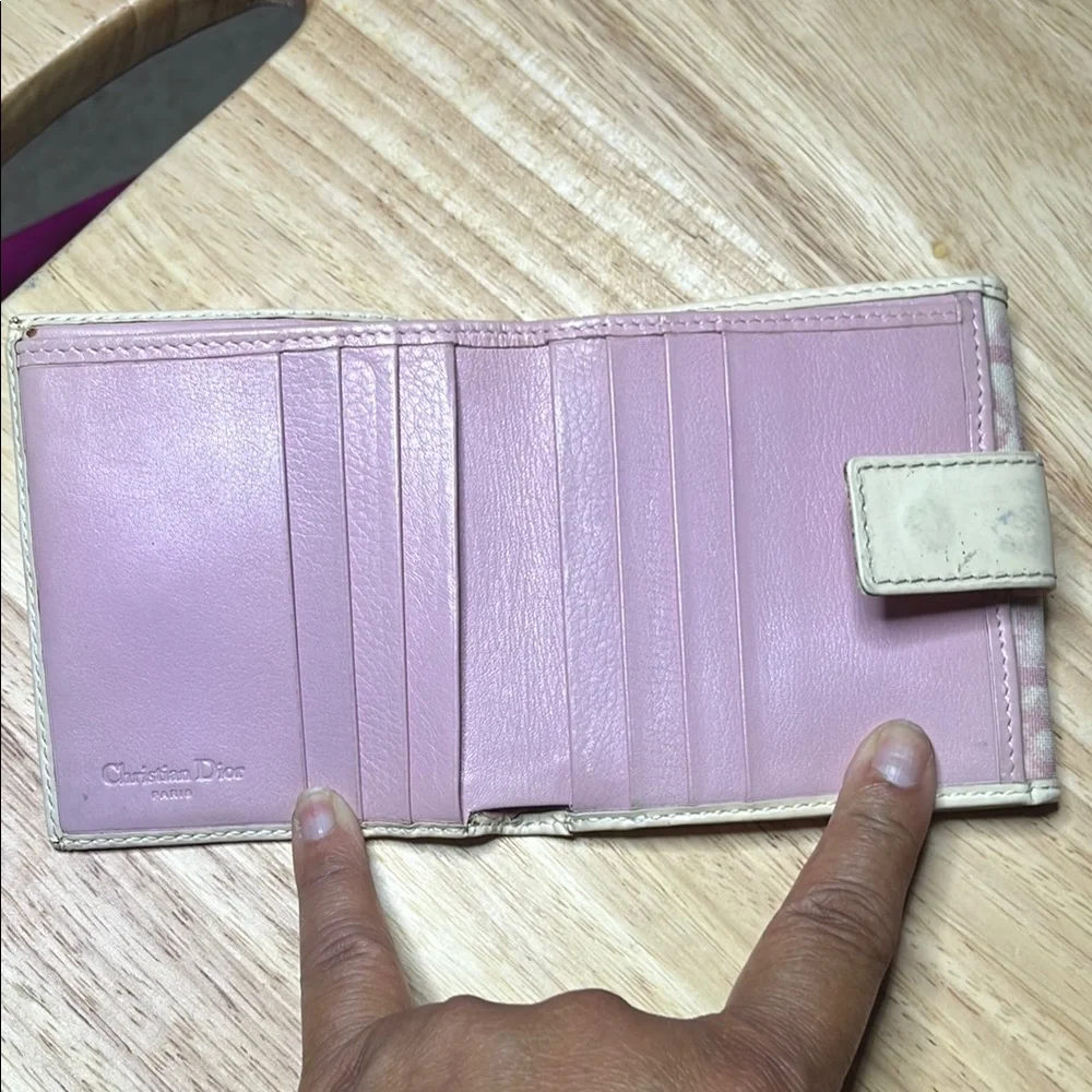 Dior Pink and Cream Canvas Wallet